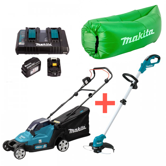 Акумуляторні газонокосарка Makita DLM432CT2 + тример Makita DUR181Z + ламзак (SOFA-DLM-1-R) Акумуляторні газонокосарка Makita DLM432CT2 + тример Makita DUR181Z + ламзак (SOFA-DLM-1-R)