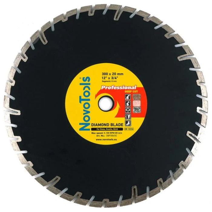 Алмазний відрізний диск для глибокого різу NovoTools Professional (300x8, 20 мм) (DBP300/DC) Алмазний відрізний диск для глибокого різу NovoTools Professional (300x8, 20 мм) (DBP300/DC)