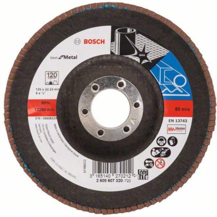 Bosch Круг пелюстковий випуклий Best For Metal 125 мм P120 циркон