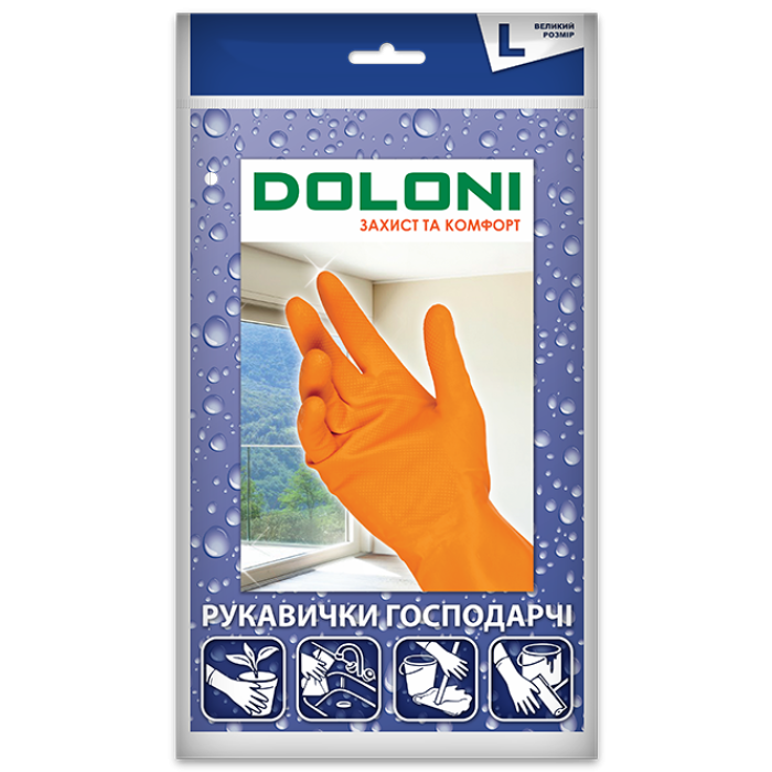 Рукавиці господарські латексні Doloni (L/9") (4546)