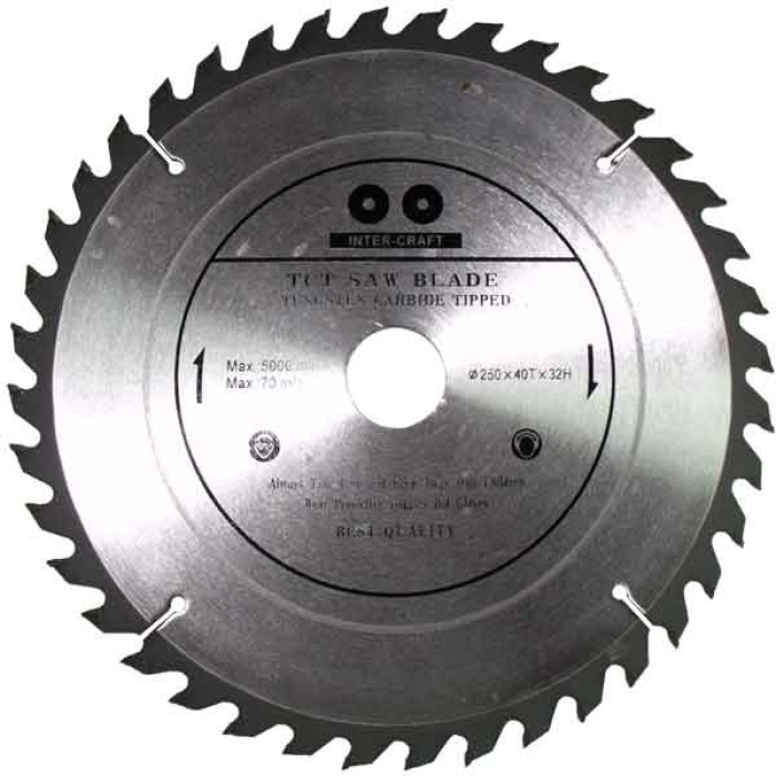 Диск пильний 250х32х40Т з напайками, Inter Craft/Сила