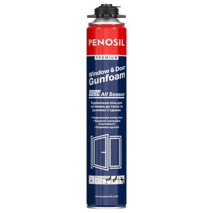 Монтажна піна Penosil Premium Window & Door All Season Gunfoam (Elastic) (750 мл) (A4423) Монтажна піна Penosil Premium Window & Door All Season Gunfoam (Elastic) (750 мл) (A4423)