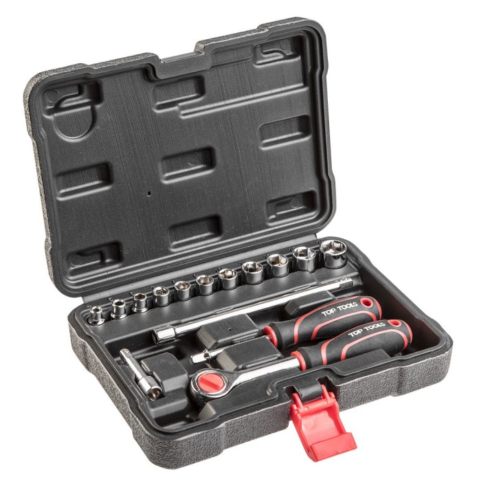 Набір головок з тріскачкою Top Tools (15 шт.) (38d525) Набір головок з тріскачкою Top Tools (15 шт.) (38d525)