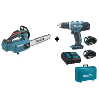 Пила ланцюгова акумуляторна Makita DUC306Z + дриль-шуруповерт Makita DDF453RFE (2 АКБ, ЗП, кейс)